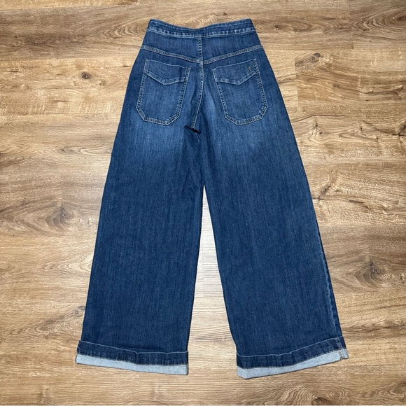 Anthropologie Pilcro The Emory Pleated High-Rise Wide-Leg Jeans Dark Wash Sz 25 - Picture 5 of 7